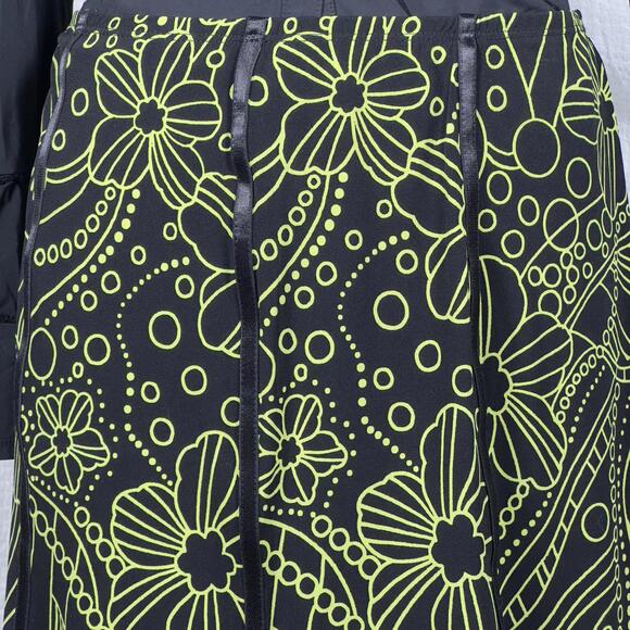 Indie Grunge Fairy Y2K Vintage Black Green Floral Midi Skirt (XL) - Picture 6 of 6